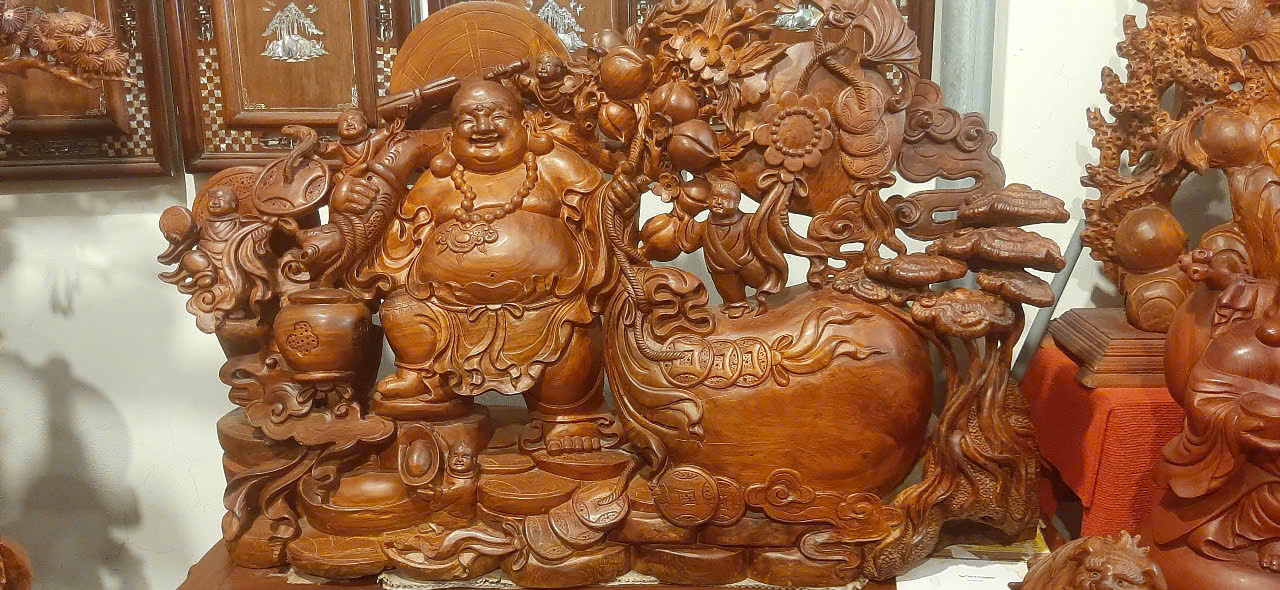 tượng di lạc ngũ phúc phối cảnh đọc đáo trạm khắc tinh xảo